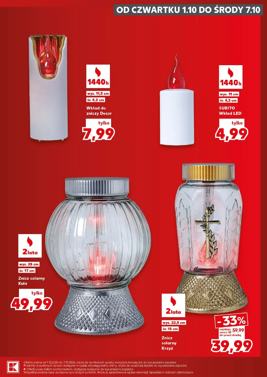 Kaufland gazetka, strona 15 z 20 — Znicz solarny Krzyż, Wkład do zniczy Decor, SUBITO Wkład LED