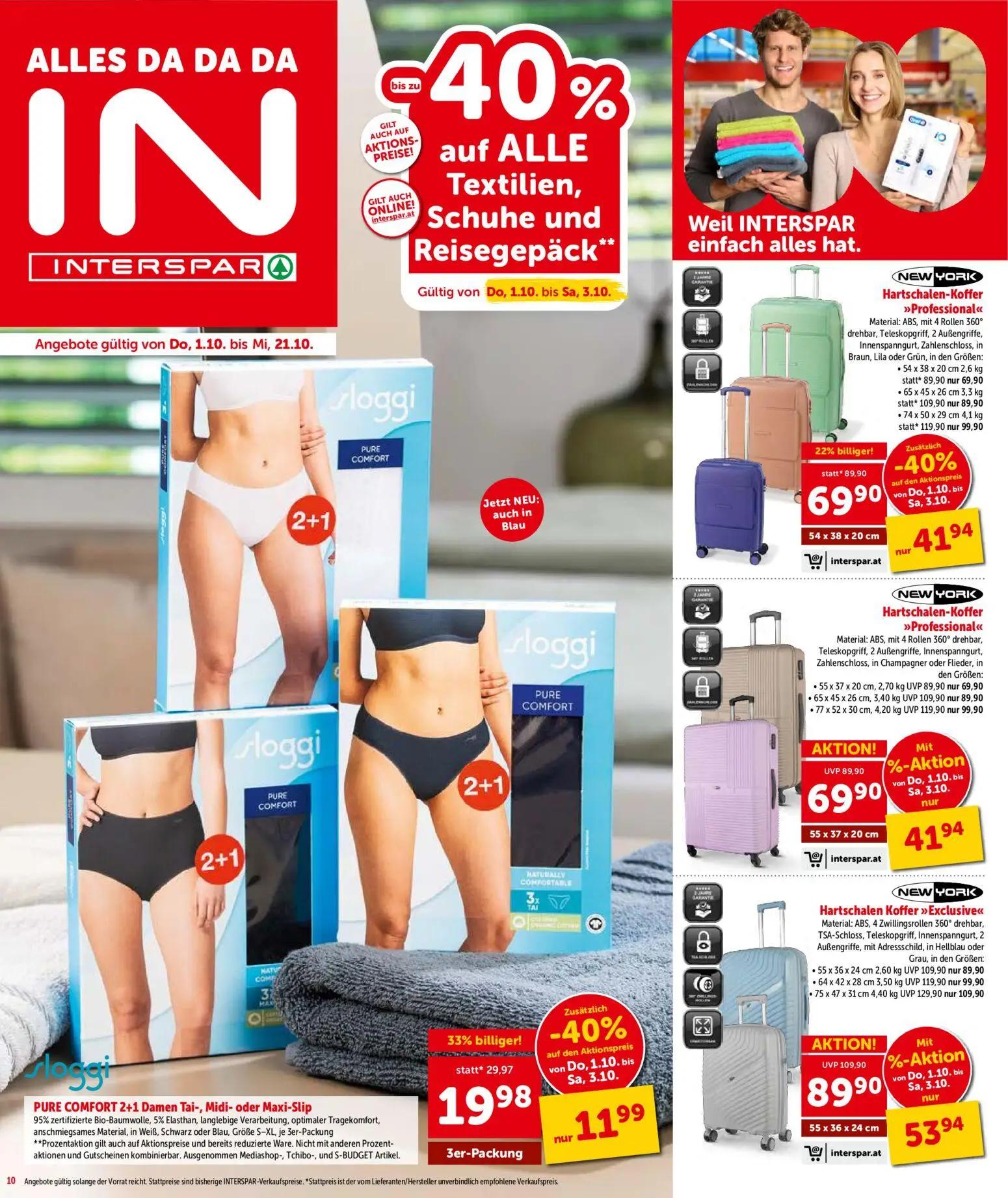 Interspar Prospekt, Seite 10 von 16 — Hartschalen Koffer »Exclusive«, Hartschalen-Koffer »Professional«, Hartschalen-Koffer …