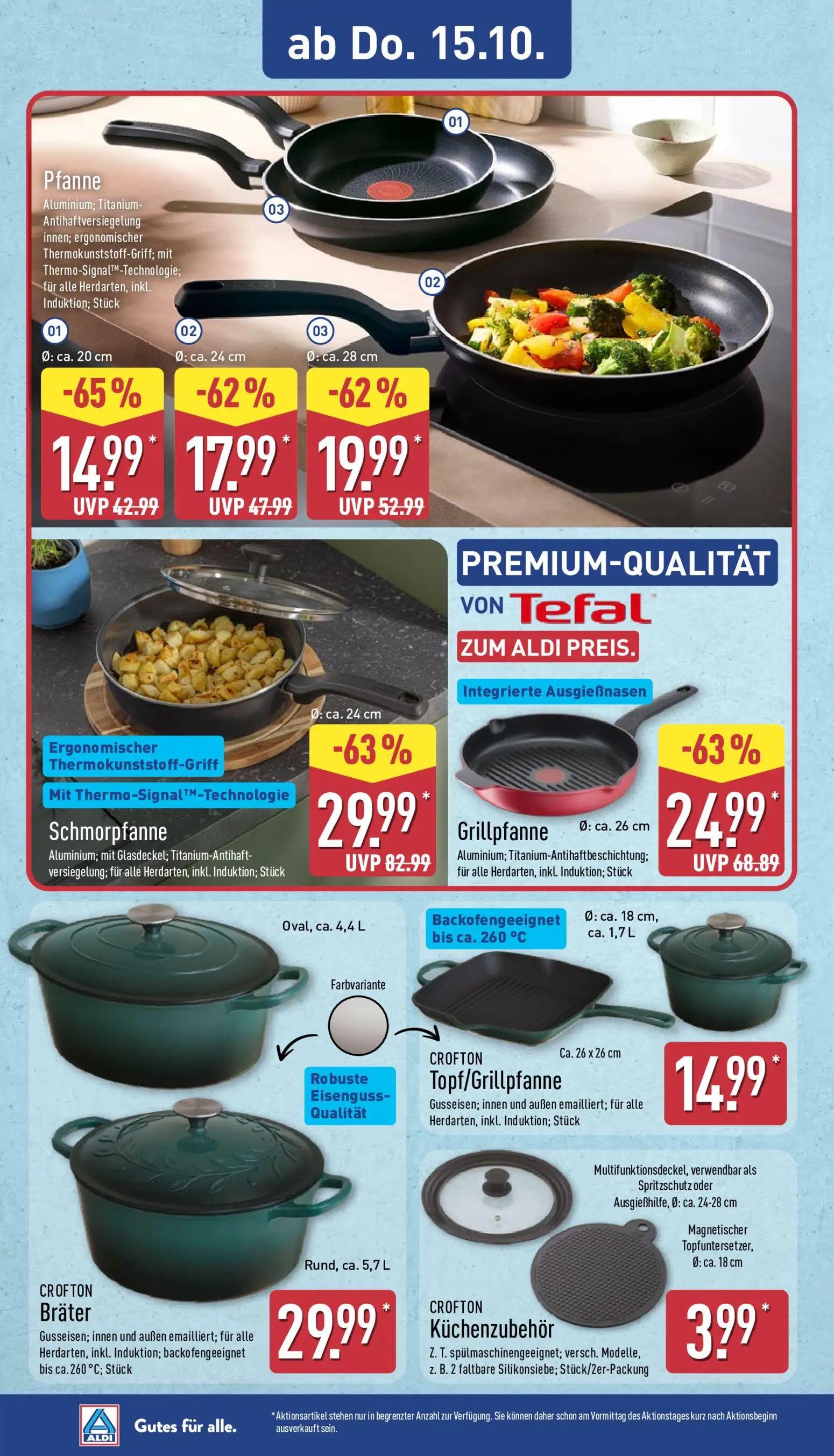 Aldi Nord Prospekt, Seite 9 von 15 — Schmorpfanne, Grillpfanne, Pfanne