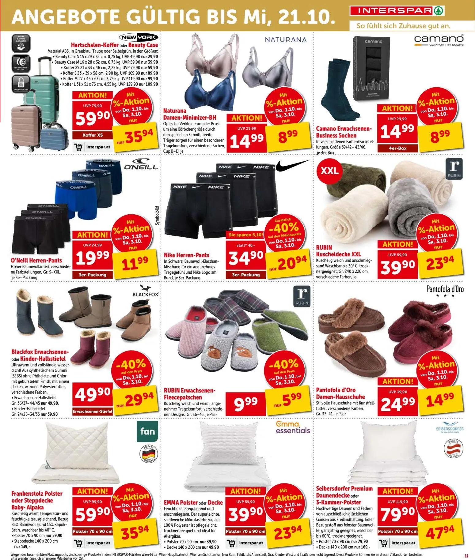 Interspar Prospekt, Seite 11 von 16 — Seibersdorfer Premium Daunendecke oder 3-Kammer-Polster, Frankenstolz Polster oder Ste…