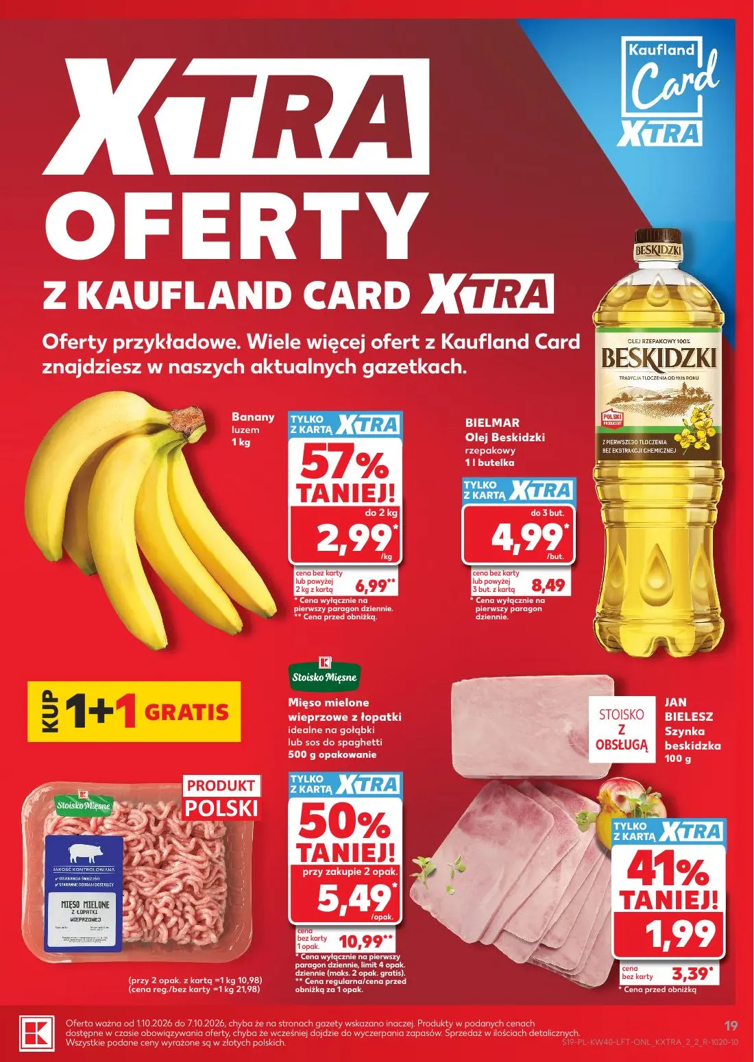 Kaufland gazetka, strona 19 z 67 — Mięso mielone wieprzowe z łopatki, Banany luzem, Olej Beskidzki rzepakowy