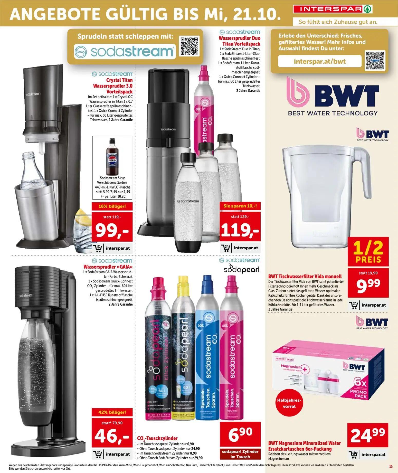 Interspar Prospekt, Seite 15 von 16 — sodastream Wassersprudler »GAIA«, sodastream Crystal Titan Wassersprudler 3.0 Vorteils…