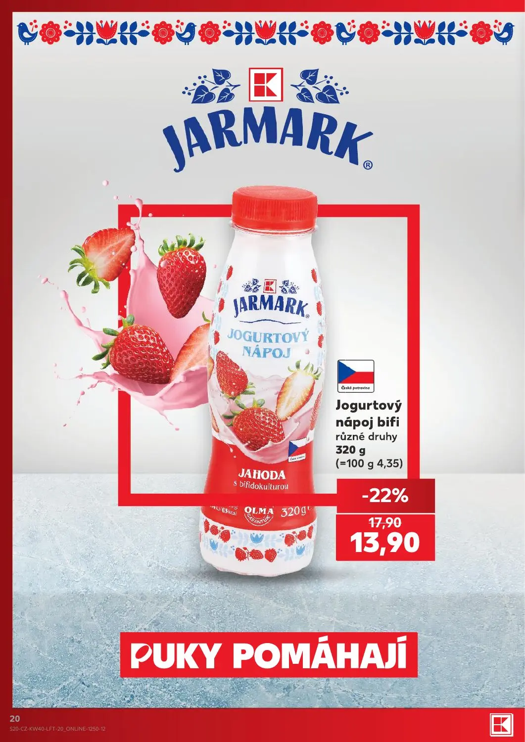 Kaufland leták, strana 20 z 54 — JARMÁRK JOGURTOVÝ NÁPOJ JAHODA s bifidokulturou