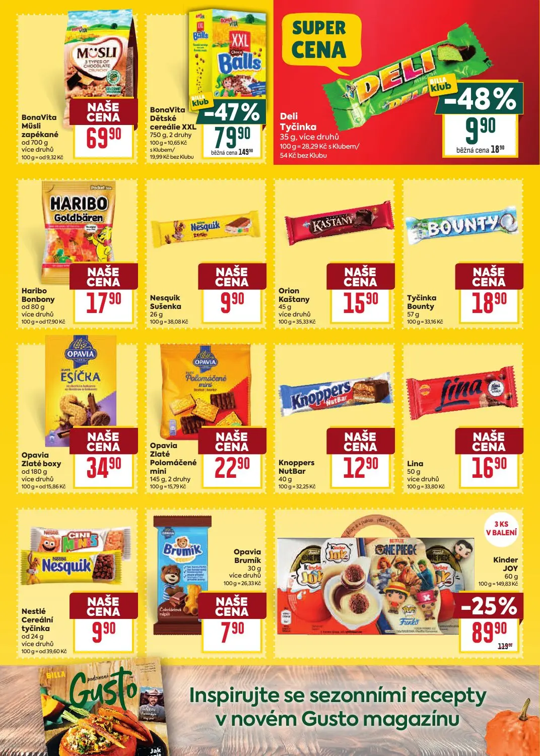 Billa leták, strana 21 z 36 — BonaVita Dětské cereálie XXL, Kinder JOY, Deli Tyčinka