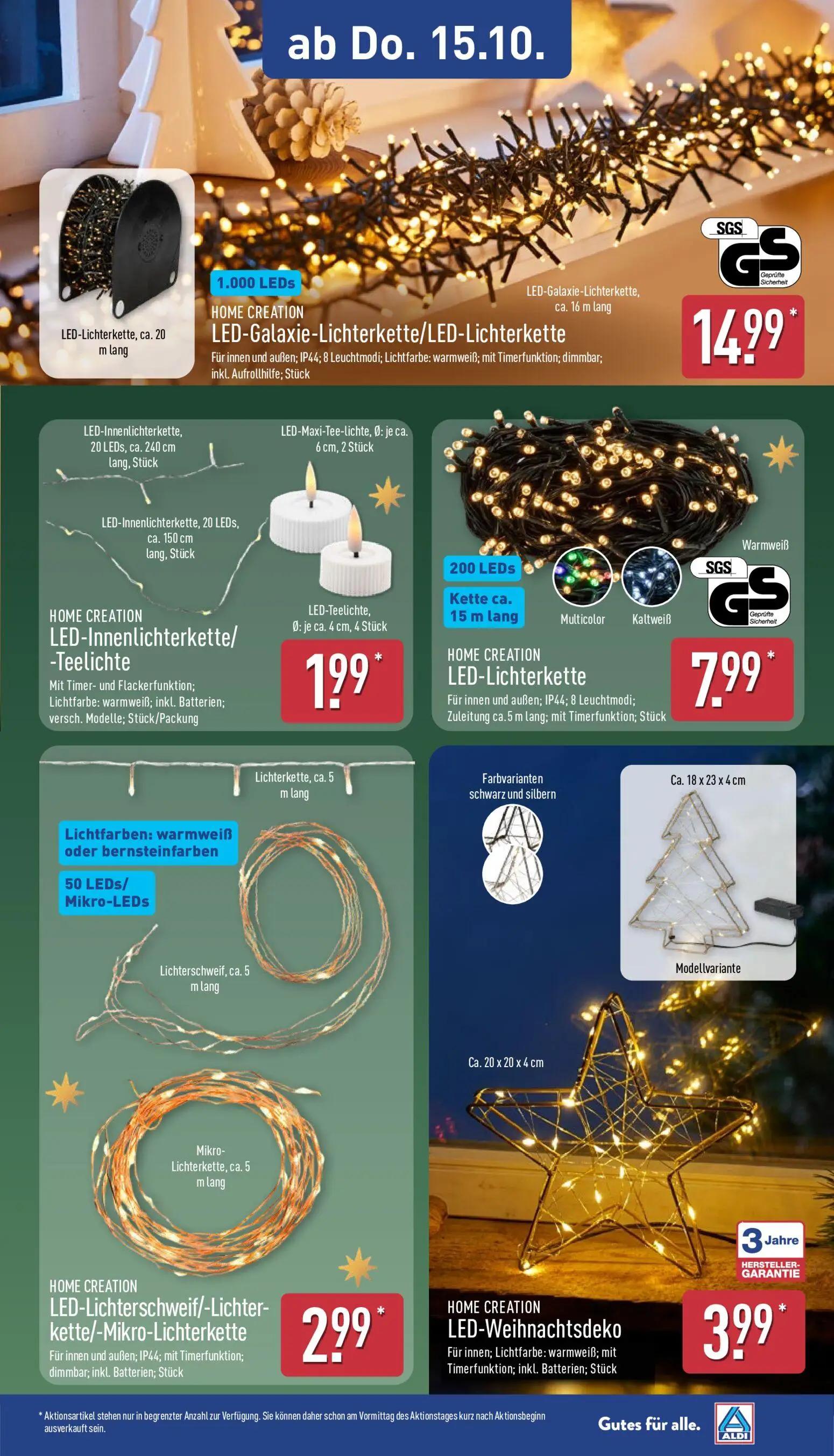 Aldi Nord Prospekt, Seite 14 von 15 — LED-Galaxie-Lichterkette/LED-Lichterkette, LED-Innenlichterkette/ -Teelichte, LED-Lich…
