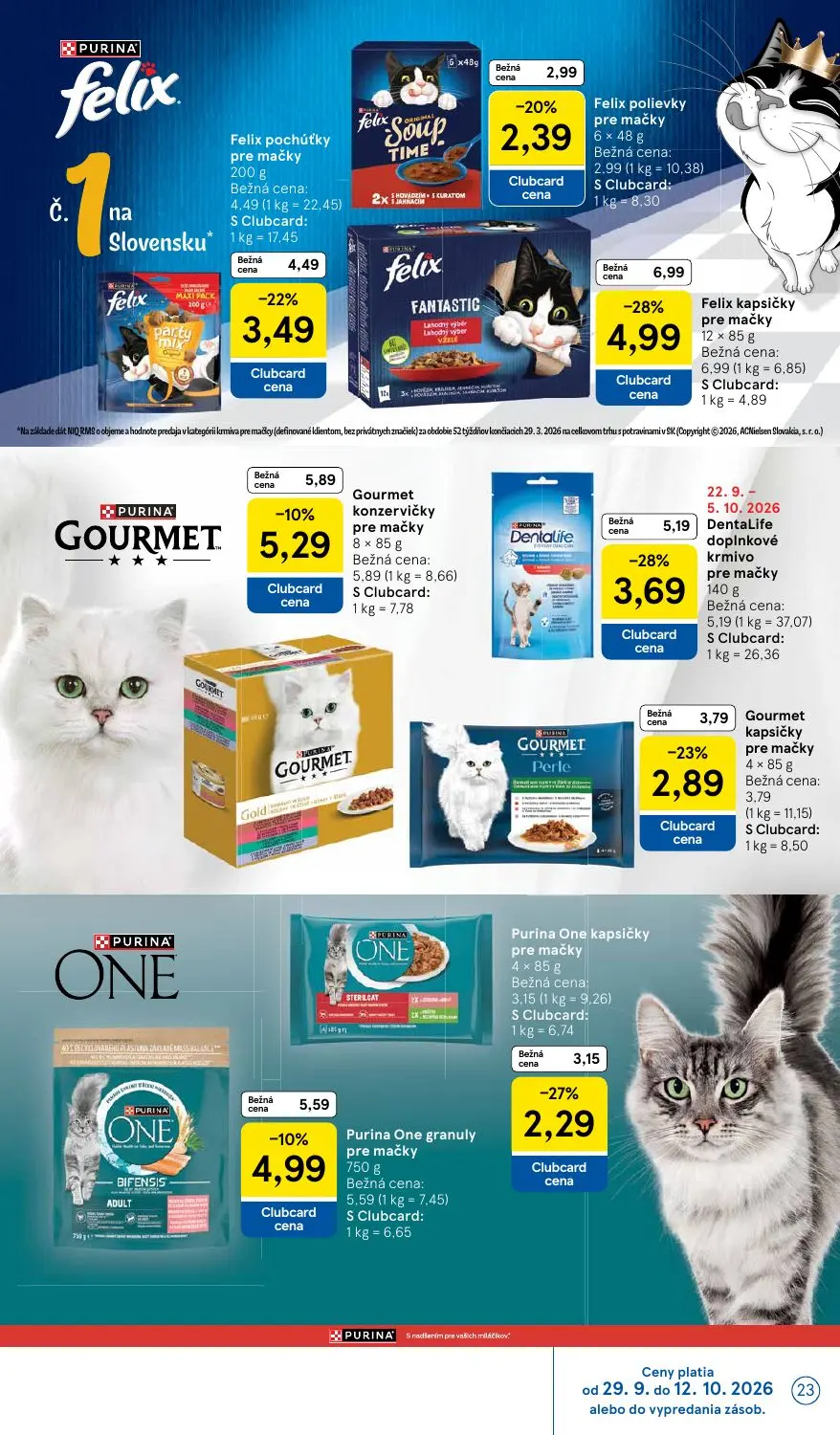 Tesco leták, strana 23 z 43 — Felix kapsičky pre mačky, DentaLife doplnkové krmivo pre mačky, Felix pochúťky pre mačky