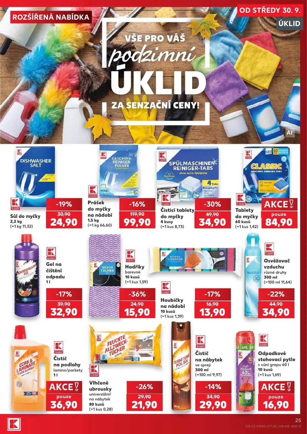 Kaufland leták, strana 25 z 54 — Prášek do myčky na nádobí, Čisticí tablety do myčky, Osvěžovač vzduchu různé druhy