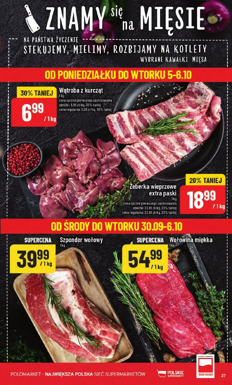 POLOmarket gazetka, strona 27 z 66 — Żeberka wieprzowe extra paski, Wątroba z kurcząt, Szponder wołowy