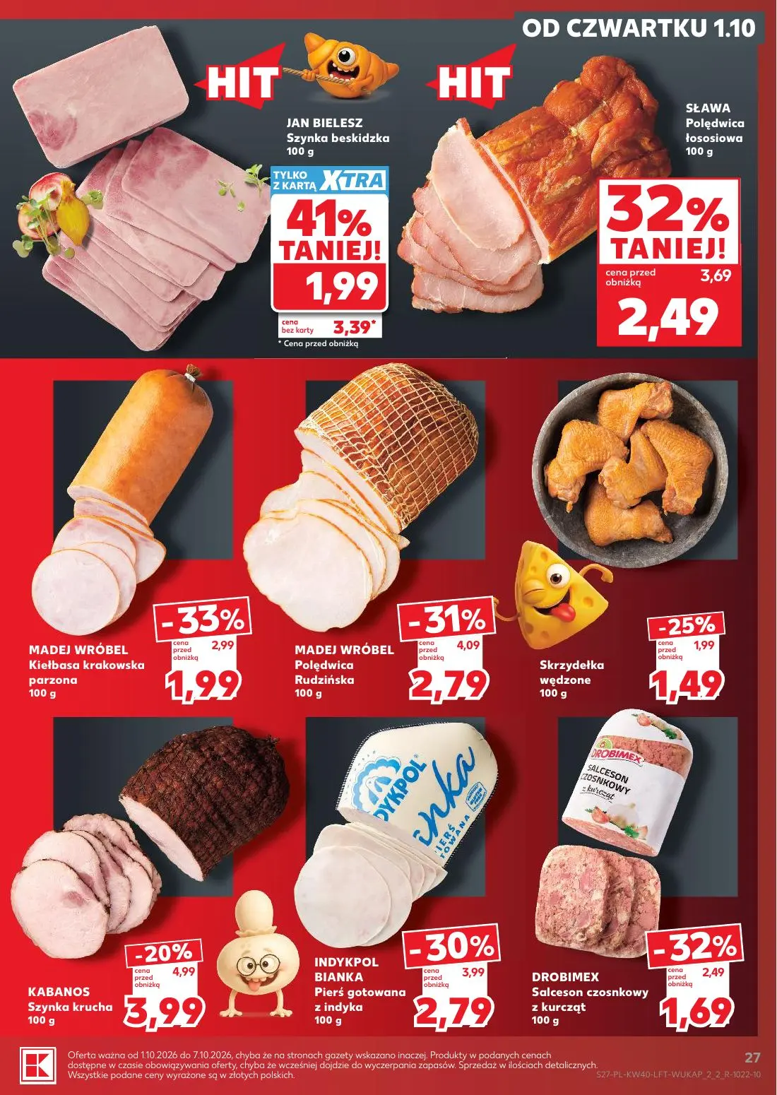 Kaufland gazetka, strona 27 z 67 — JAN BIELESZ Szynka beskidzka, MADEJ WRÓBEL Polędwica Rudzińska, SŁAWA Polędwica łososiowa