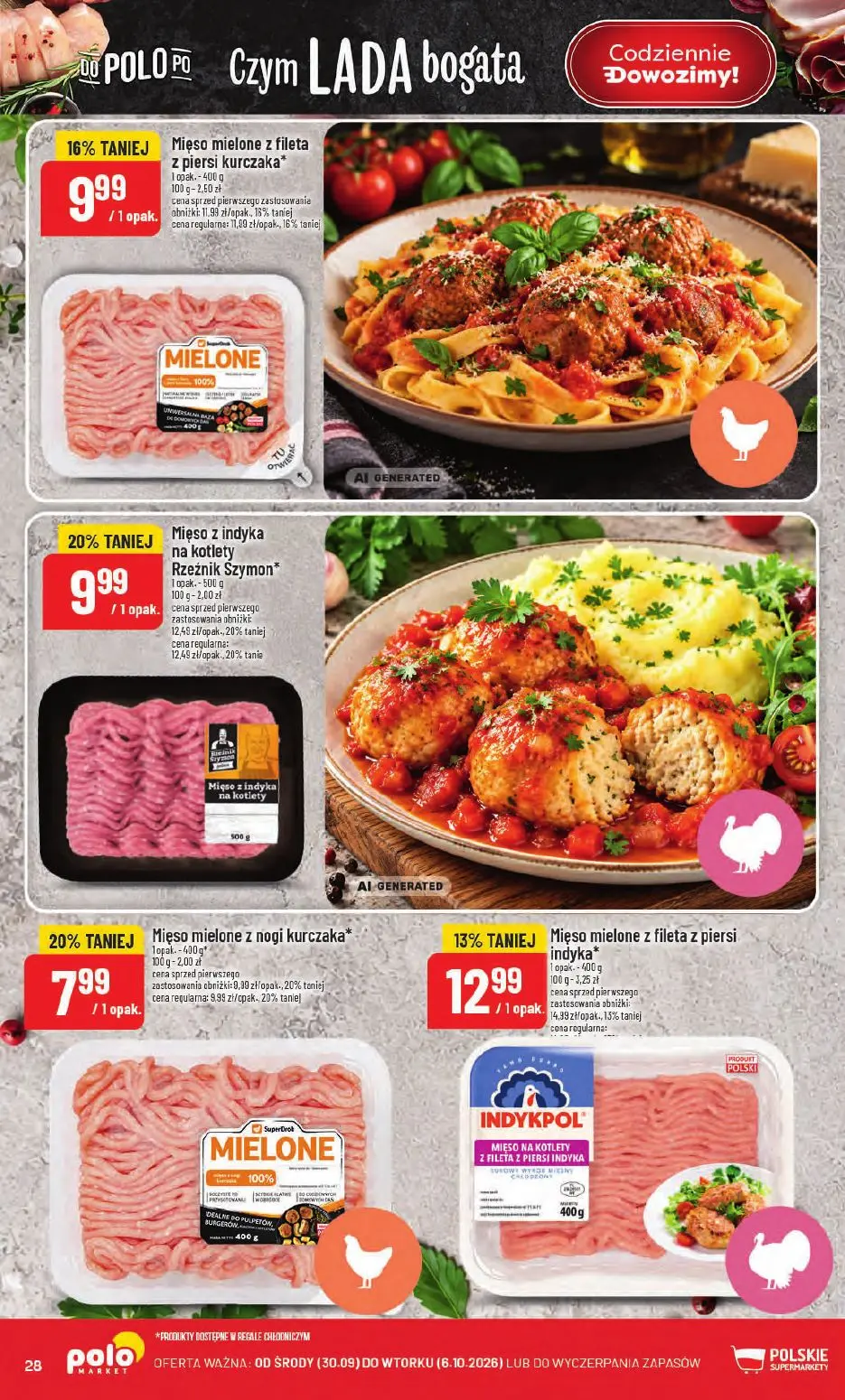 POLOmarket gazetka, strona 28 z 66 — Mięso z indyka na kotlety Rzeźnik Szymon, Mięso mielone z nogi kurczaka, Mięso mielone …