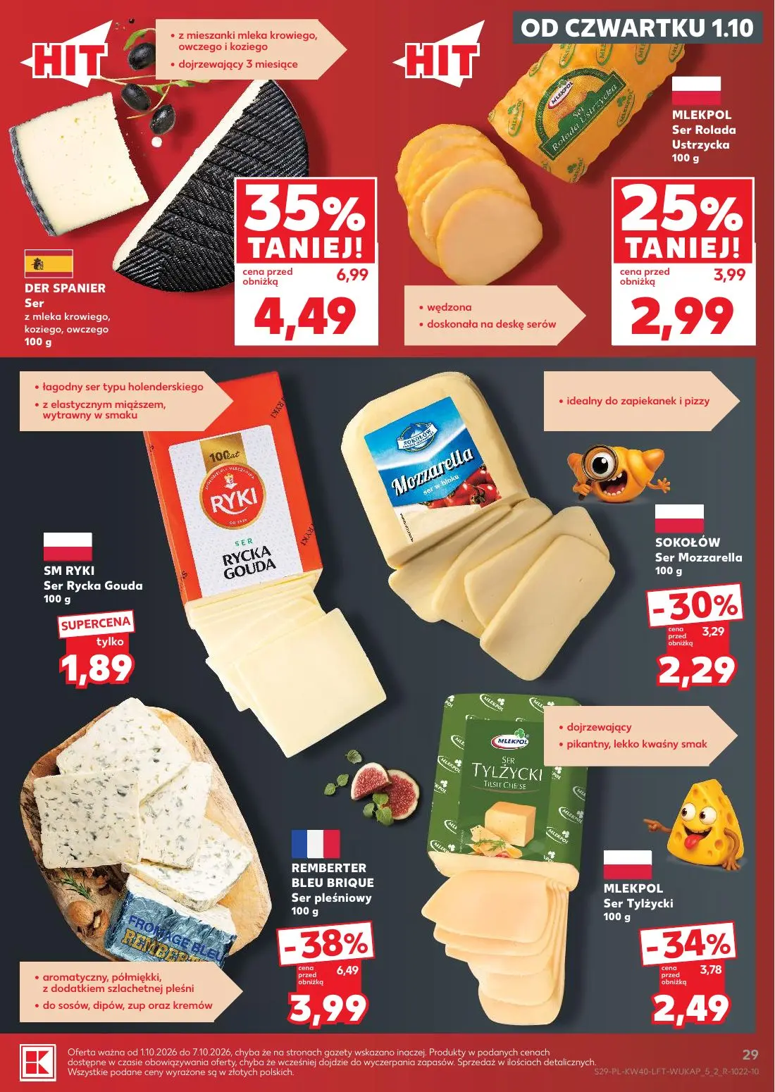 Kaufland gazetka, strona 29 z 67 — Ser, REMBERTER BLEU BRIQUE Ser pleśniowy, MLEKPOL Ser Tylżycki