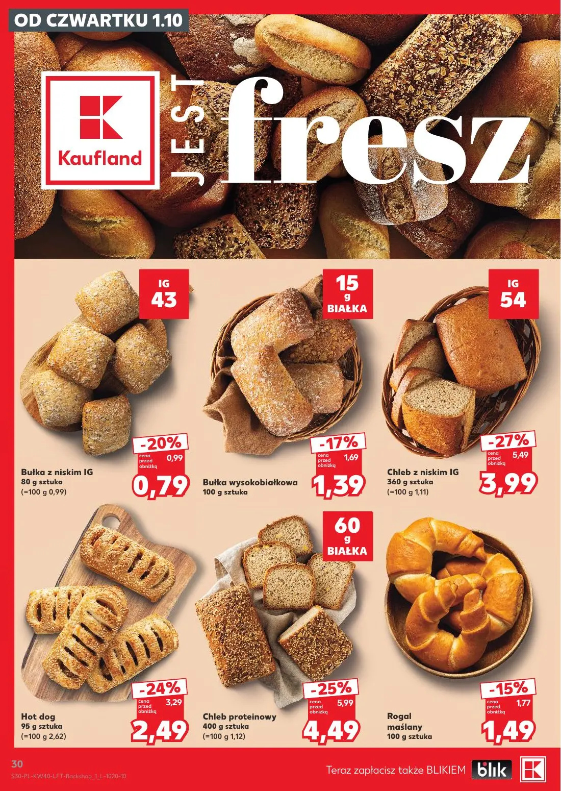 Kaufland gazetka, strona 30 z 67 — Chleb z niskim IG, Chleb proteinowy, Hot dog