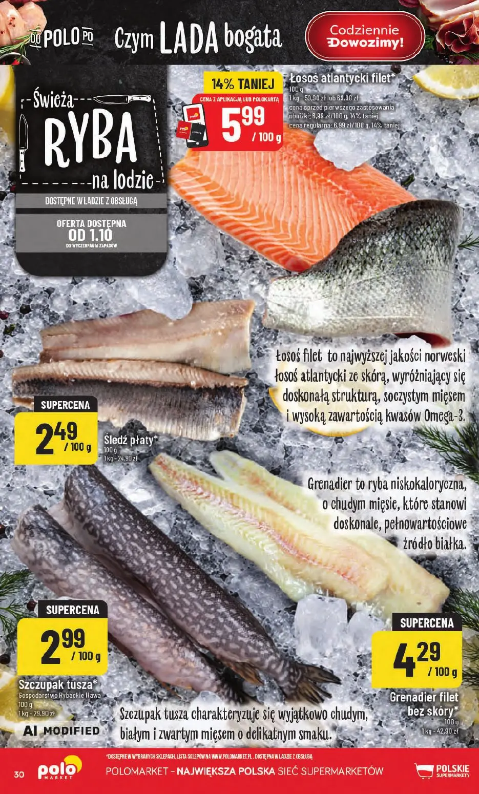 POLOmarket gazetka, strona 30 z 66 — Łosoś atlantycki filet, Śledź płaty, Szczupak tusza