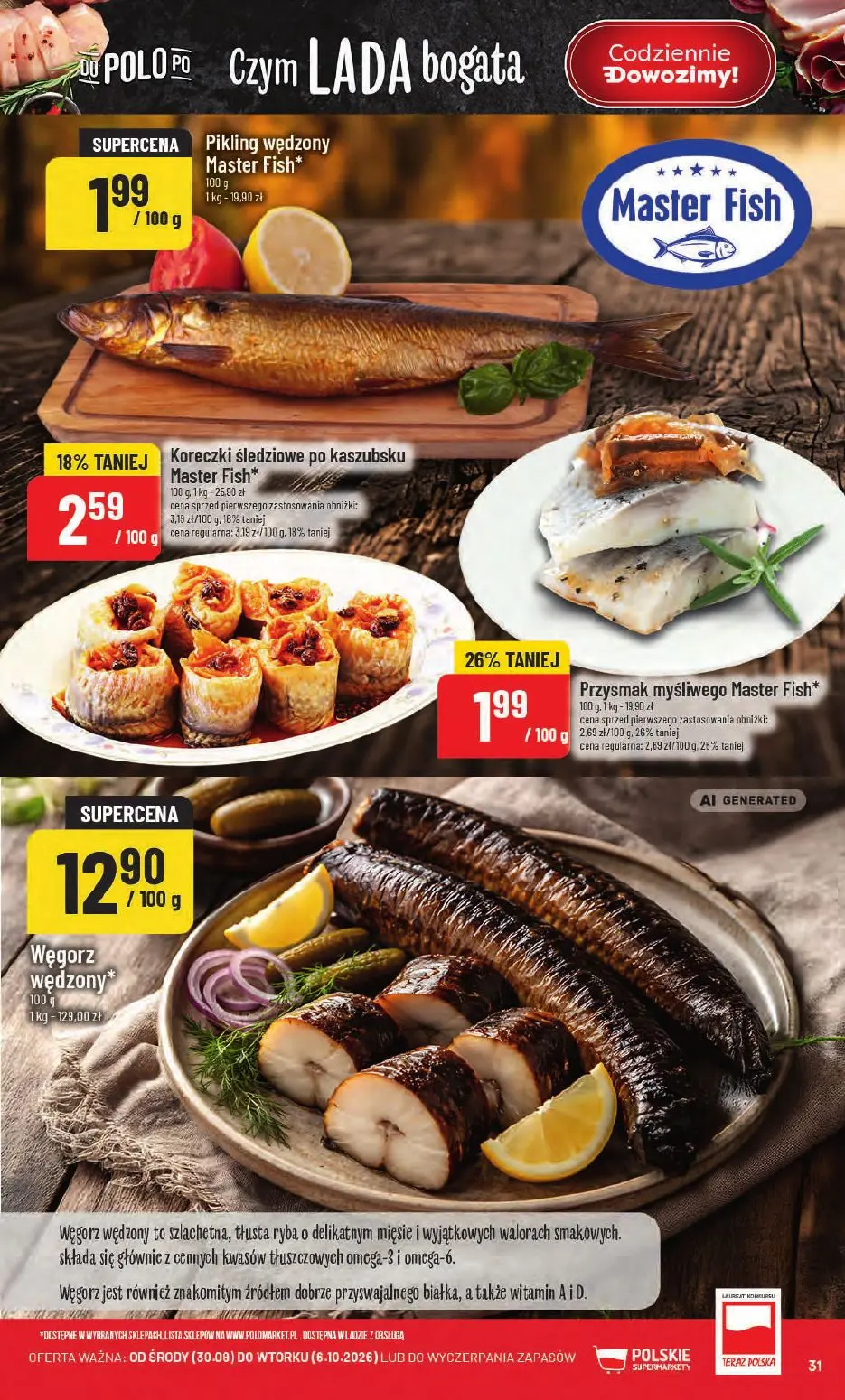 POLOmarket gazetka, strona 31 z 66 — Przysmak myśliwego Master Fish*, Koreczki śledziowe po kaszubsku Master Fish*, Pikling …