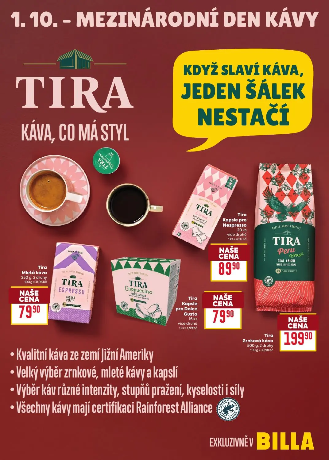 Billa leták, strana 33 z 36 — Tira Kapsle pro Nespresso, Tira Mletá káva, Tira Kapsle pro Dolce Gusto