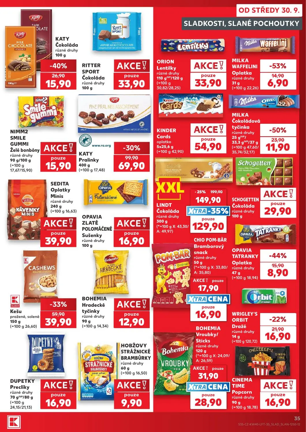 Kaufland leták, strana 35 z 54 — LINDT Čokoláda, KATY Pralinky, Kešu pražené, solené