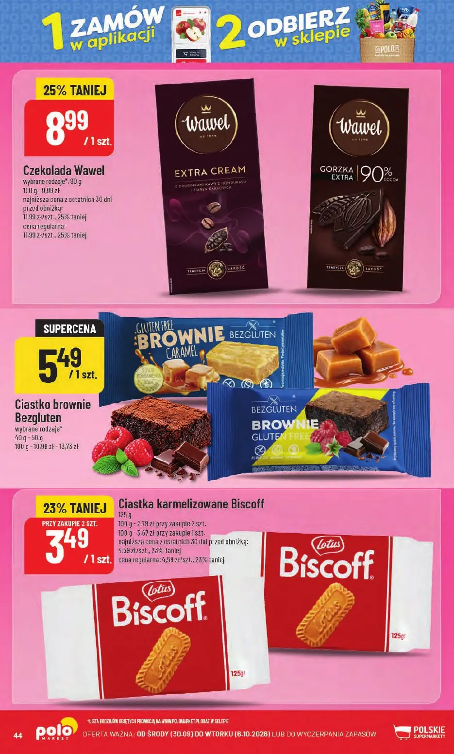 POLOmarket gazetka, strona 44 z 66 — Czekolada Wawel, Ciastka karmelizowane Biscoff, Ciastko brownie Bezgluten