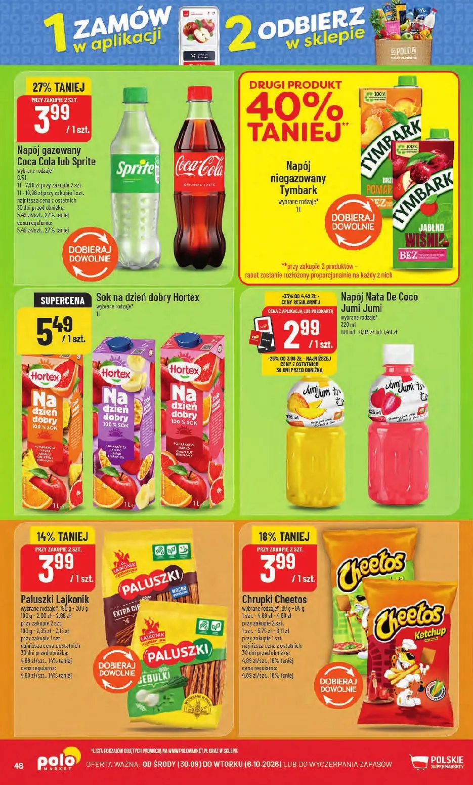 POLOmarket gazetka, strona 48 z 66 — Napój gazowany Coca Cola lub Sprite, Napój Nata De Coco Jumi Jumi, Chrupki Cheetos
