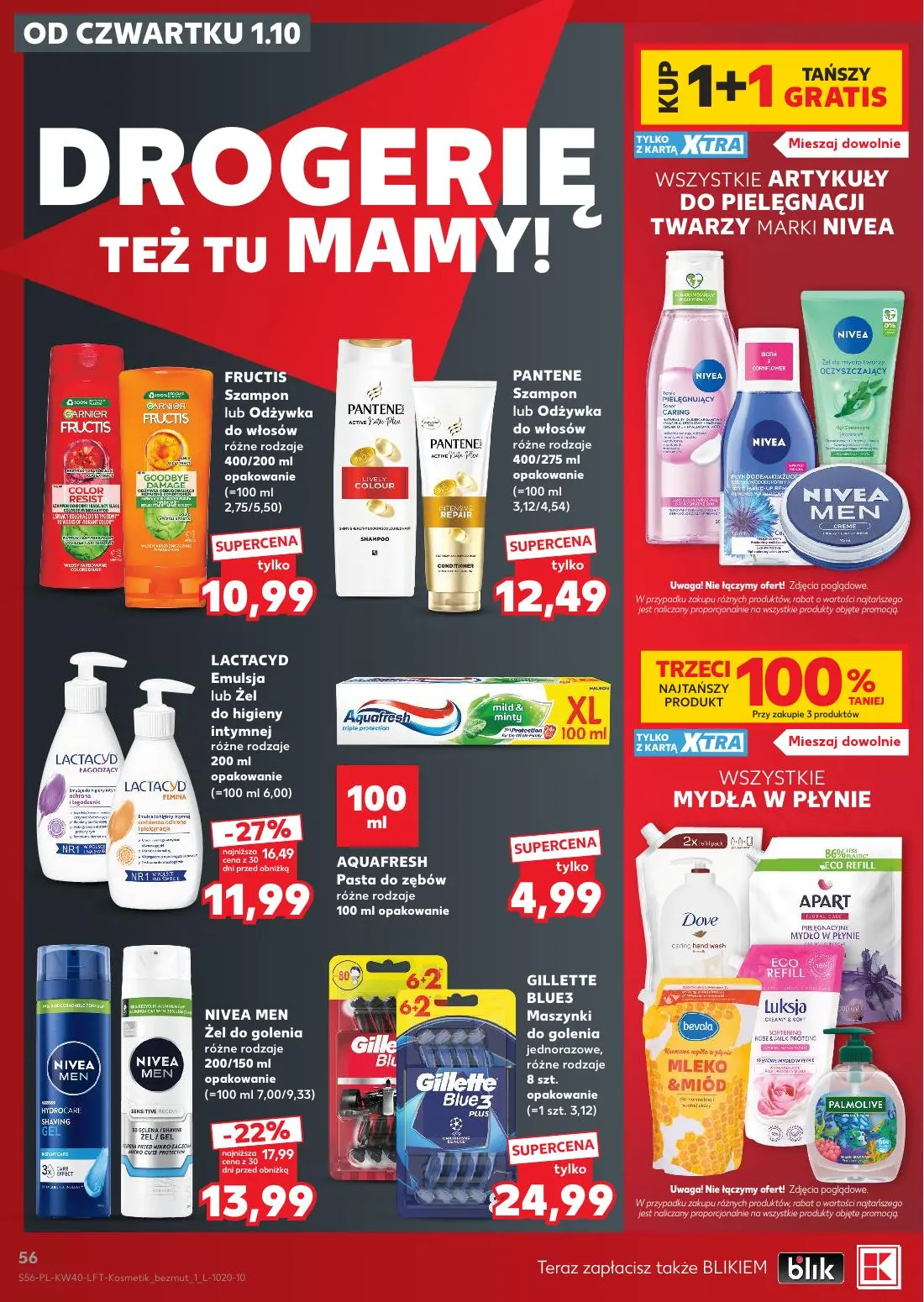 Kaufland gazetka, strona 56 z 67 — LACTACYD Emulsja lub Żel do higieny intymnej, NIVEA MEN Żel do golenia, FRUCTIS Szampon l…