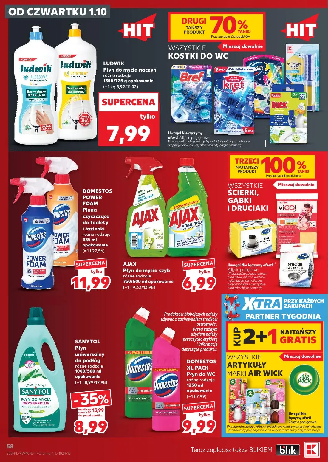 Kaufland gazetka, strona 58 z 67 — SANYTOL Płyn uniwersalny do podłóg różne rodzaje, LUDWIK Płyn do mycia naczyń różne rodza…