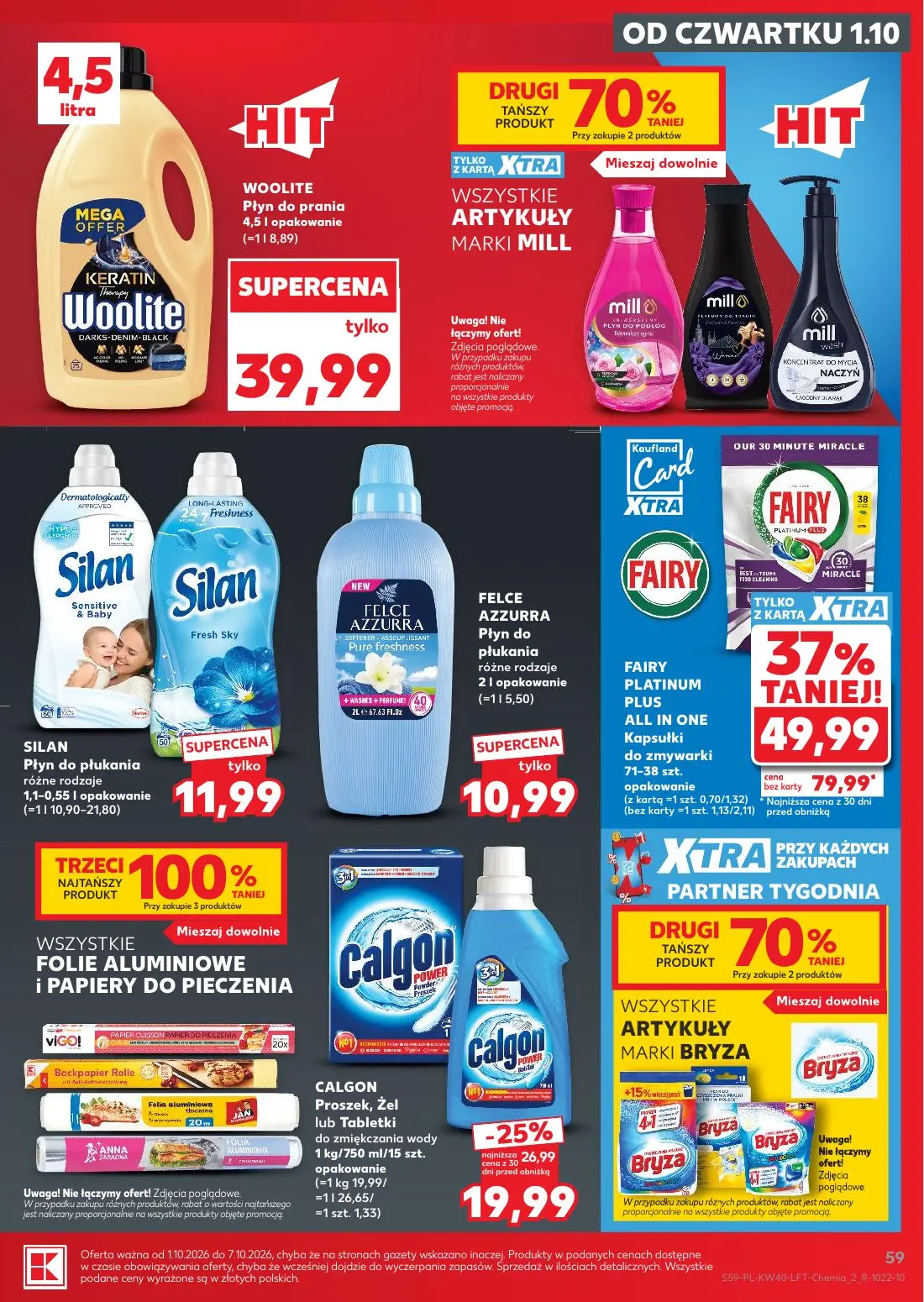 Kaufland gazetka, strona 59 z 67 — FAIRY PLATINUM PLUS ALL IN ONE Kapsułki do zmywarki, CALGON Proszek, Żel lub Tabletki do …