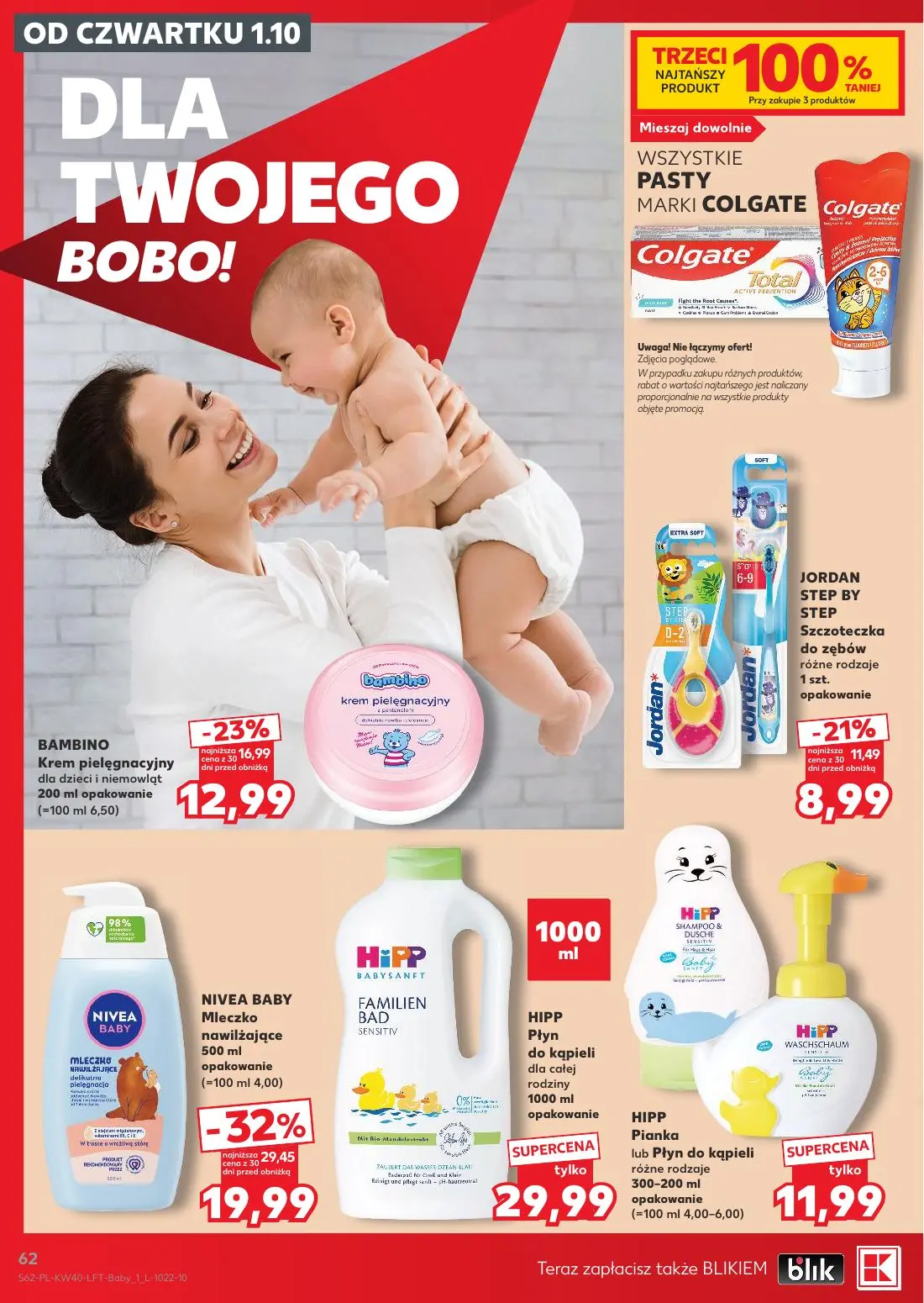 Kaufland gazetka, strona 62 z 67 — NIVEA BABY Mleczko nawilżające, BAMBINO Krem pielęgnacyjny, JORDAN STEP BY STEP Szczotecz…