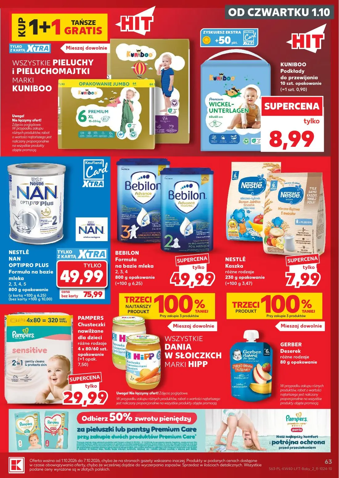 Kaufland gazetka, strona 63 z 67 — NESTLÉ NAN OPTIPRO PLUS Formuła na bazie mleka, KUNIBOO Podkłady do przewijania, BEBILON …