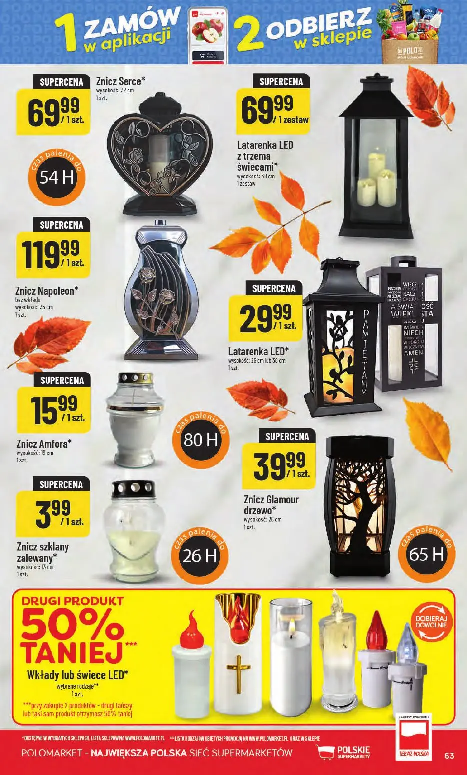 POLOmarket gazetka, strona 63 z 66 — Znicz Serce*, Latarenka LED z trzema świecami*, Znicz Napoleon*