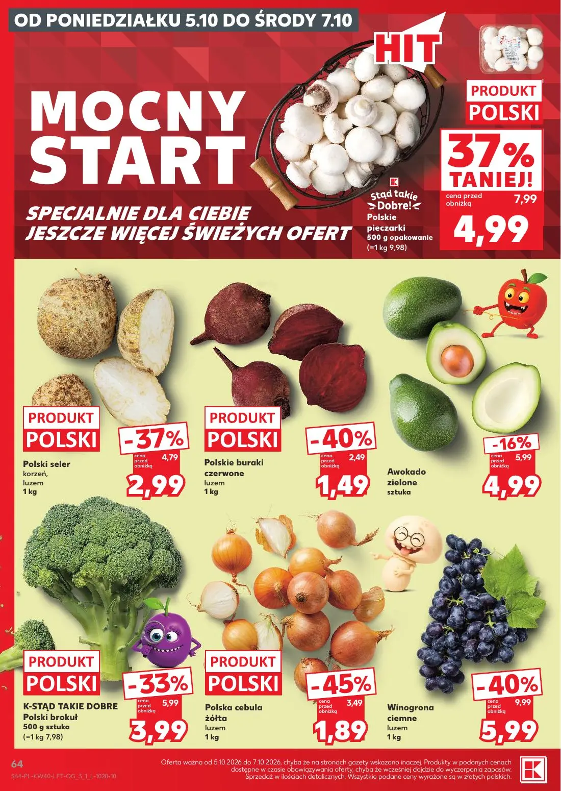 Kaufland gazetka, strona 64 z 67 — Winogrona ciemne, Polskie pieczarki, Polski brokuł