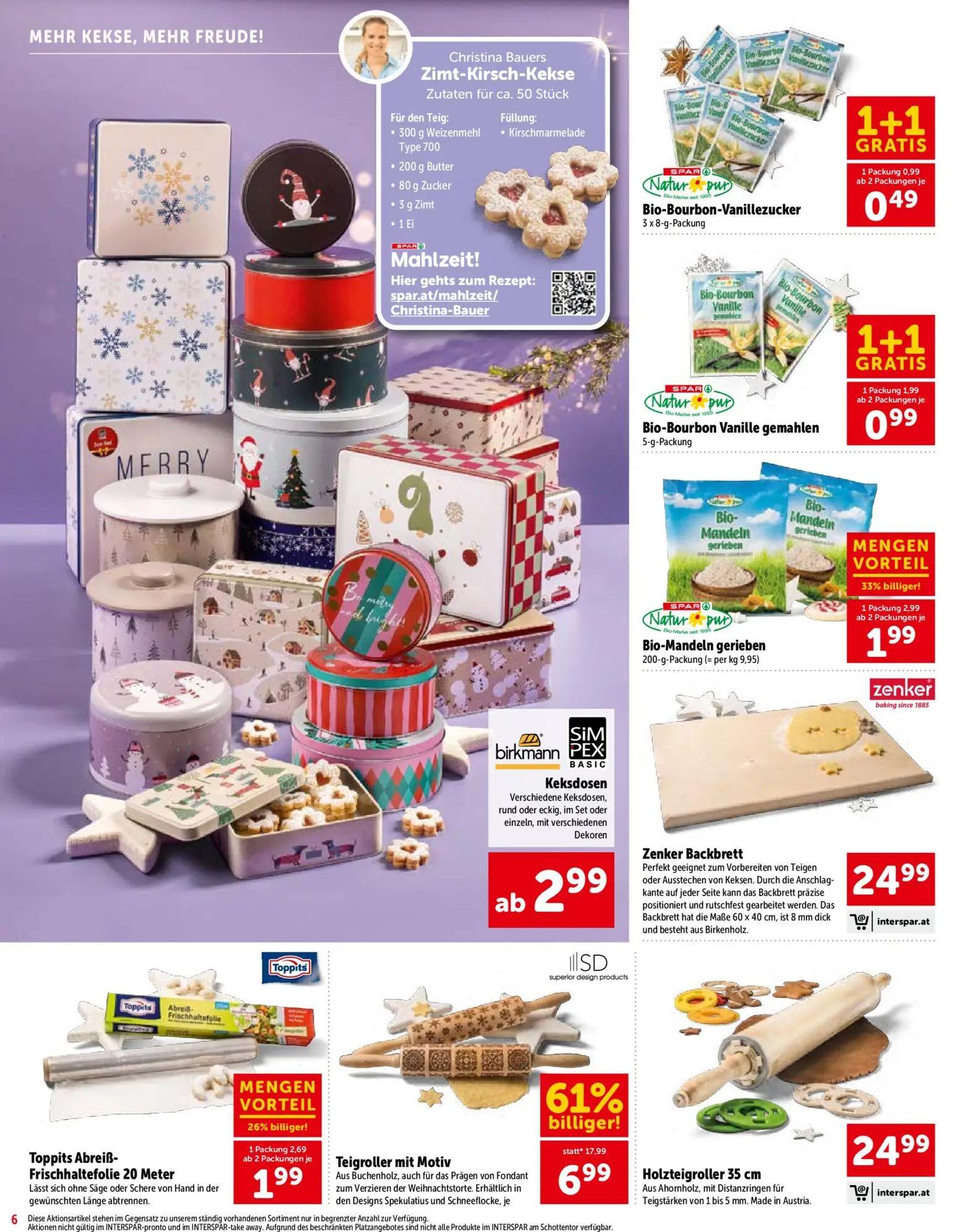 Interspar Prospekt, Seite 6 von 28 — Teigroller mit Motiv, Bio-Bourbon Vanille gemahlen, Bio-Mandeln gerieben
