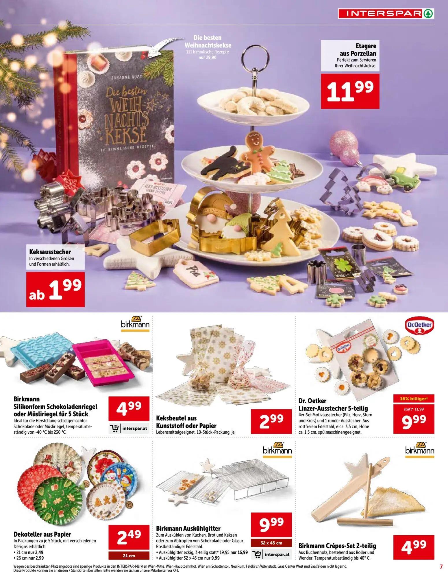 Interspar Prospekt, Seite 7 von 28 — Birkmann Auskühlgitter, Dr. Oetker Linzer-Ausstecher, Dekoteller aus Papier