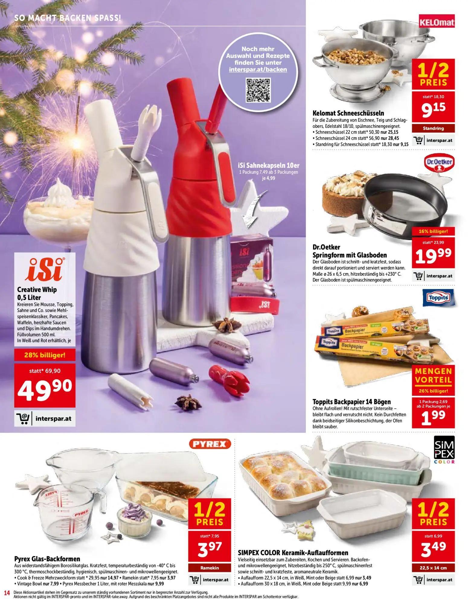 Interspar Prospekt, Seite 14 von 28 — Kelomat Schneeschüssel, Kelomat Schneeschüssel, iSi Creative Whip