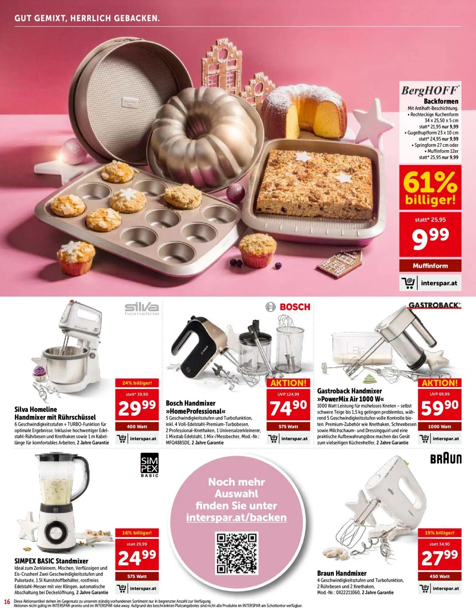 Interspar Prospekt, Seite 16 von 28 — Bosch Handmixer »HomeProfessional«, Backformen Mit Antihaft-Beschichtung, Gastroback H…