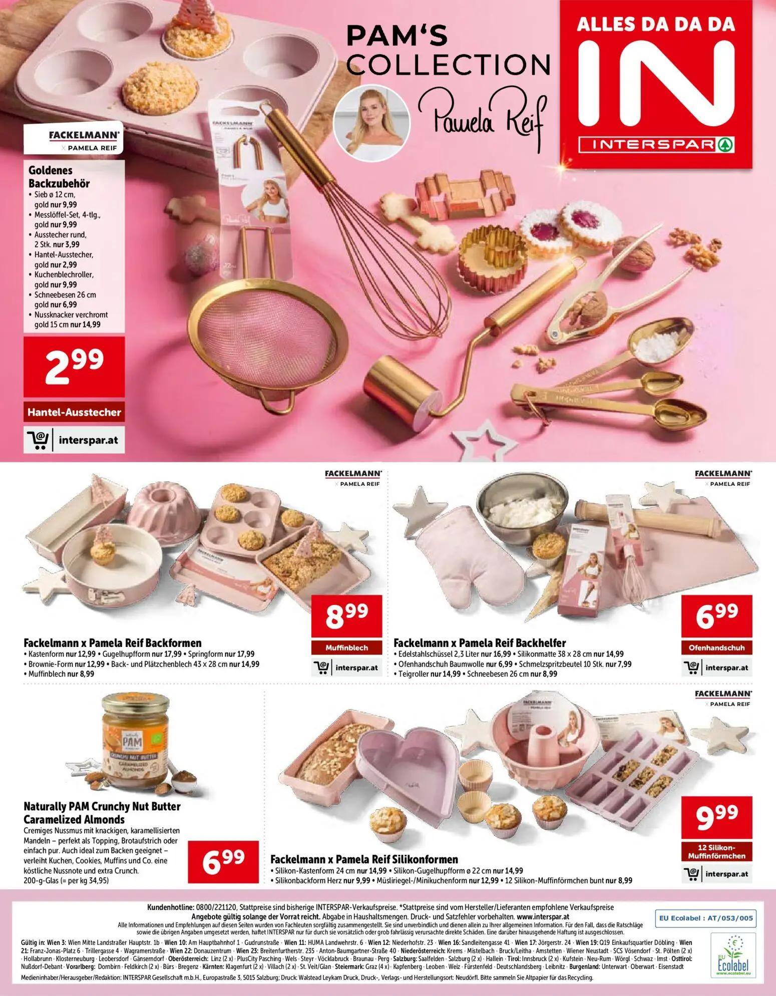 Interspar Prospekt, Seite 28 von 28 — Goldenes Backzubehör Sieb, Goldenes Backzubehör Messlöffel-Set, Goldenes Backzubehör A…