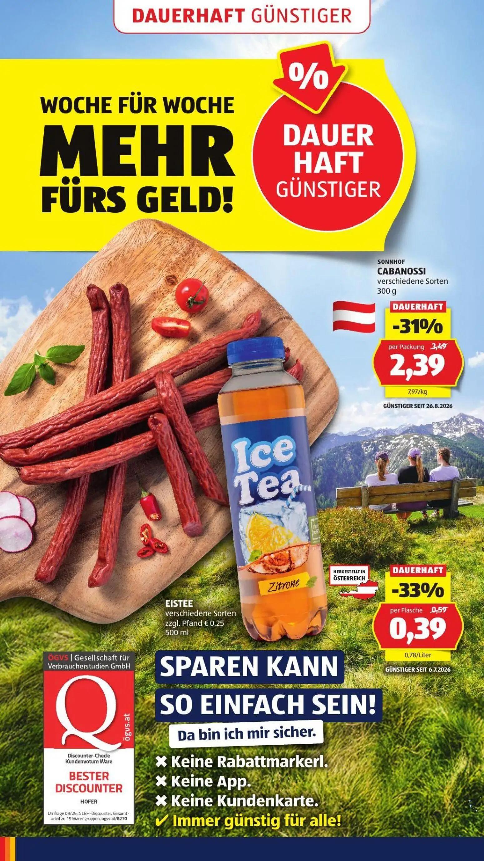 Hofer Prospekt, Seite 4 von 52 — CABANOSSI verschiedene Sorten, EISTEE verschiedene Sorten Zitrone