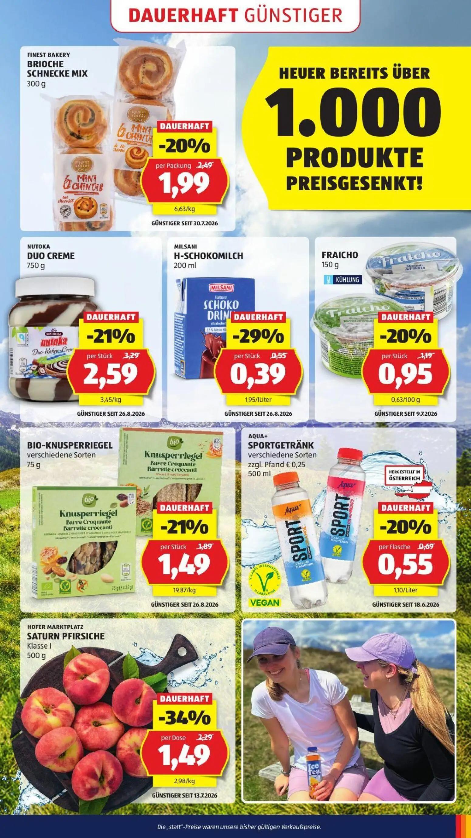 Hofer Prospekt, Seite 5 von 52 — HOFER MARKTPLATZ SATURN PFIRSICHE, NUTOKA DUO CREME, FINEST BAKERY BRIOCHE SCHNECKE MIX
