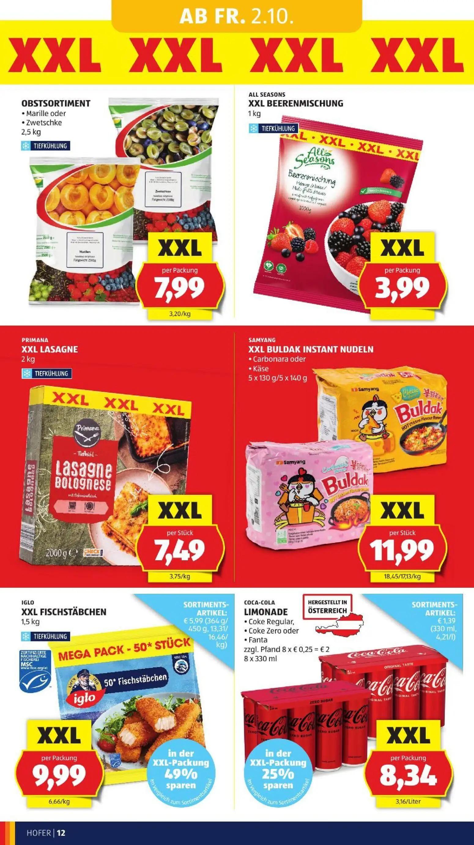 Hofer Prospekt, Seite 20 von 52 — OBSTSORTIMENT • Marille oder • Zwetschke, ALL SEASONS XXL BEERENMISCHUNG, PRIMANA XXL LASA…