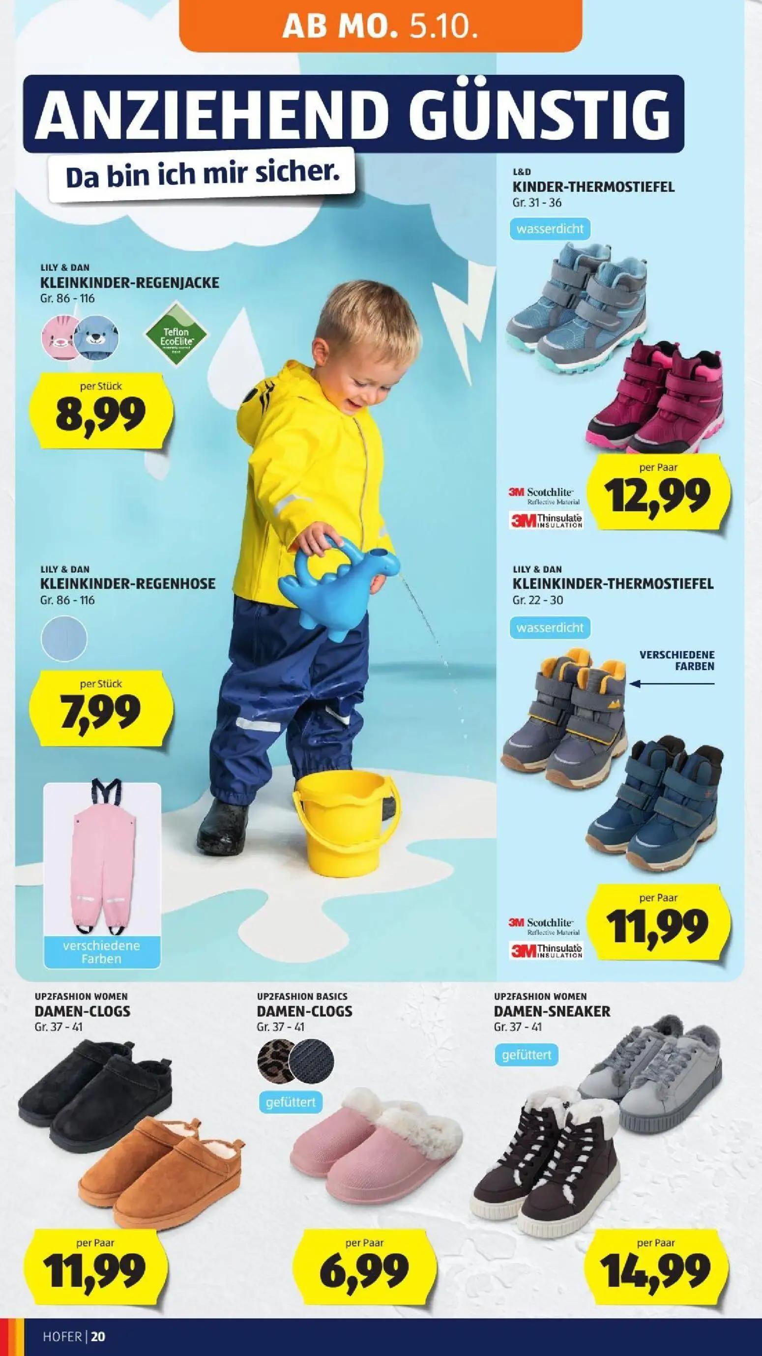 Hofer Prospekt, Seite 30 von 52 — KLEINKINDER-REGENJACKE, KINDER-THERMOSTIEFEL, KLEINKINDER-REGENHOSE