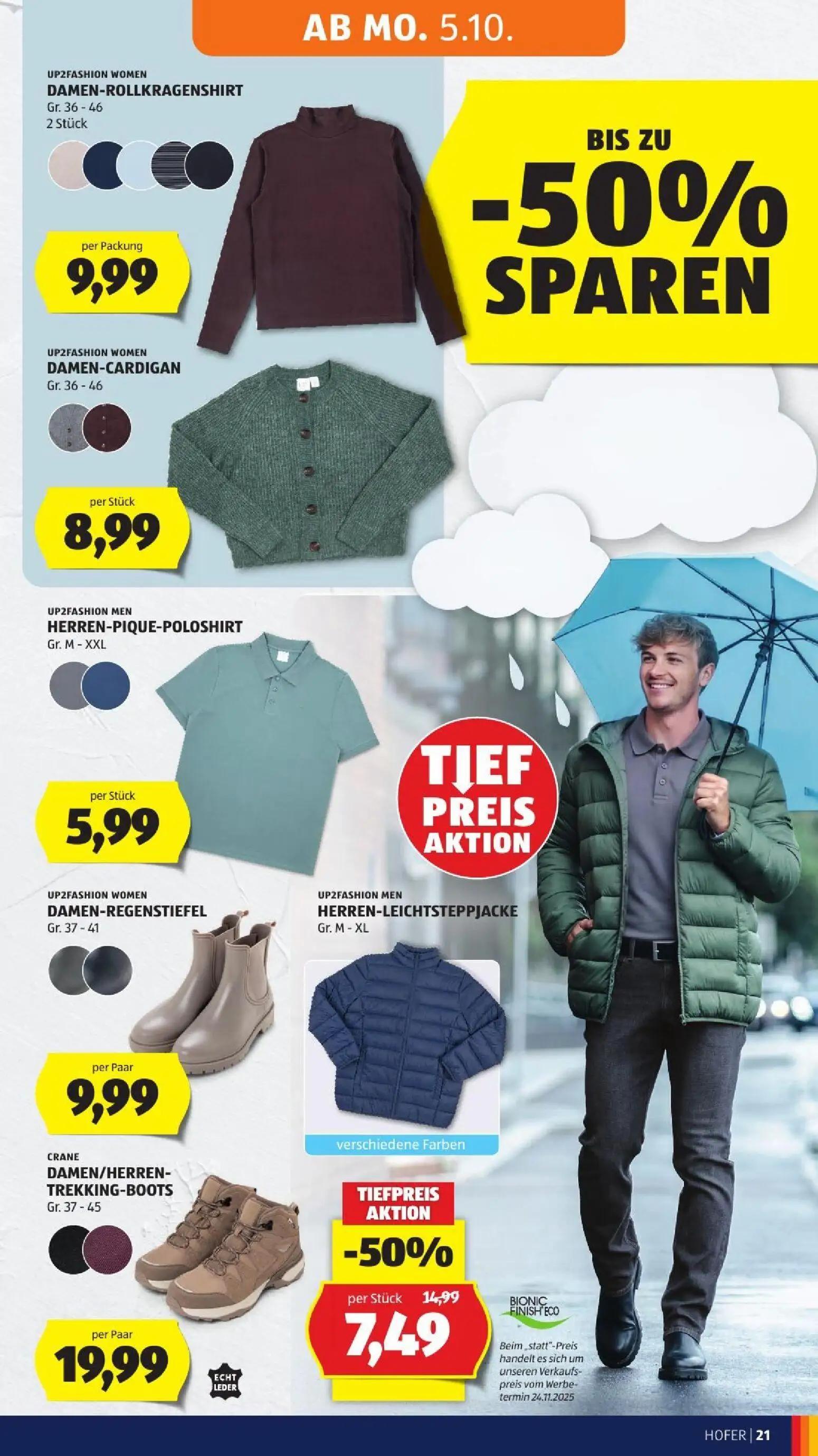 Hofer Prospekt, Seite 31 von 52 — HERREN-LEICHTSTEPPJACKE, DAMEN-ROLLKRAGENSHIRT, DAMEN-CARDIGAN