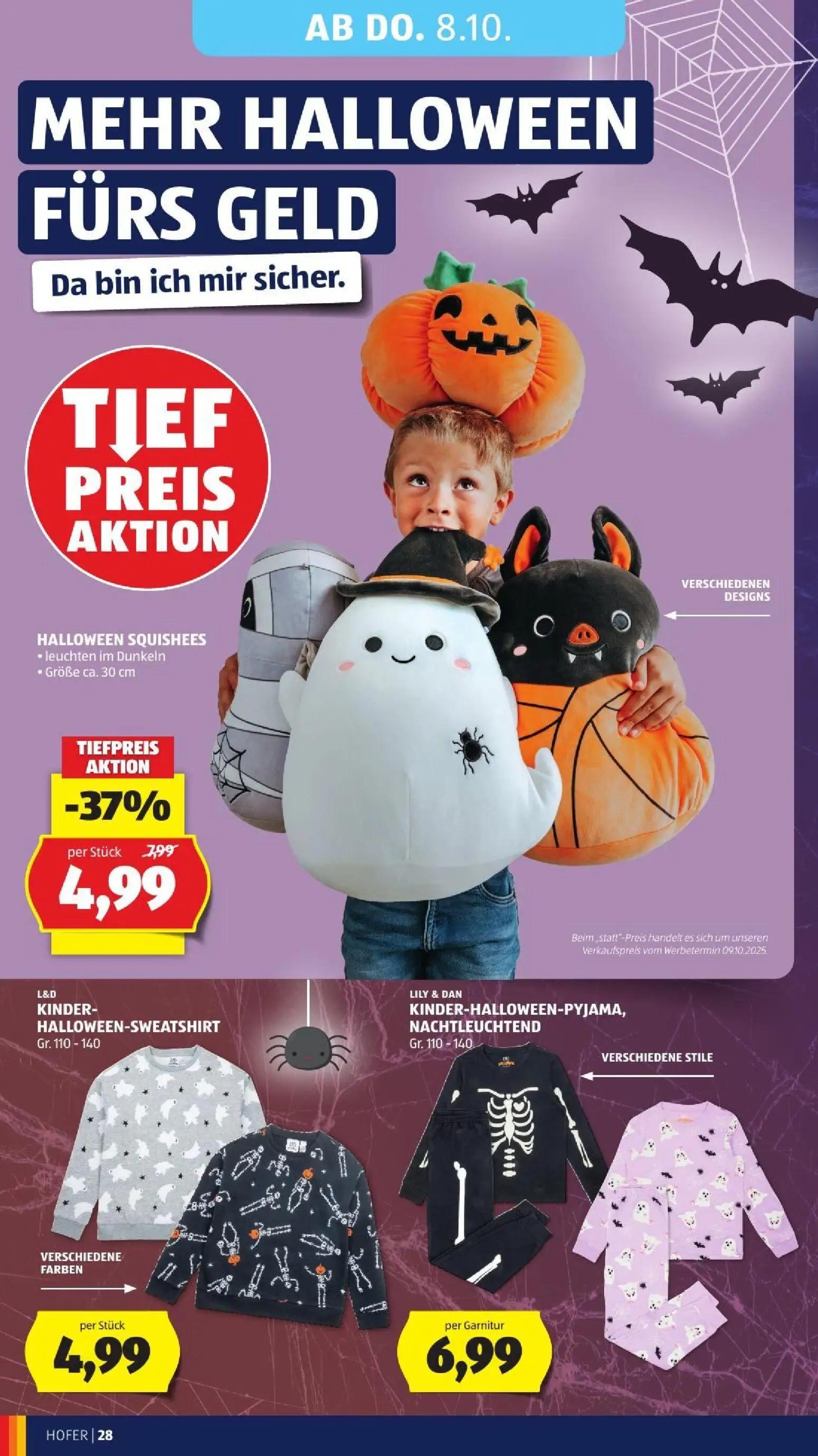 Hofer Prospekt, Seite 38 von 52 — HALLOWEEN SQUISHEES, KINDER-HALLOWEEN-SWEATSHIRT, KINDER-HALLOWEEN-PYJAMA, NACHTLEUCHTEND