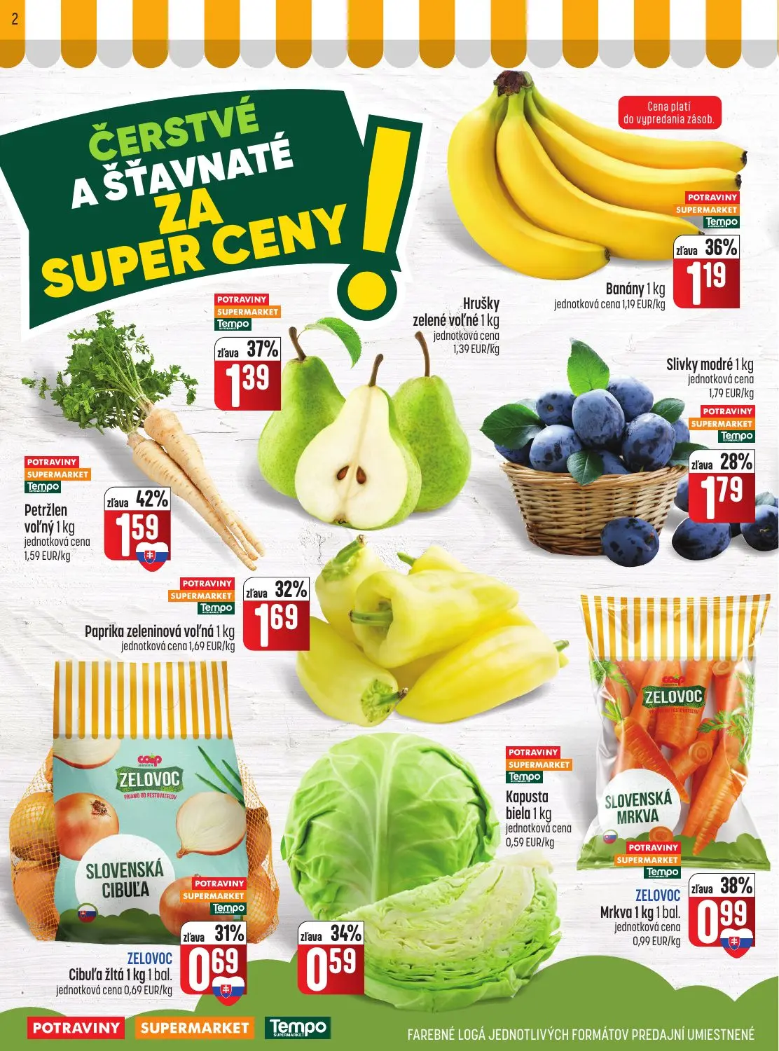 Coop Jednota leták, strana 2 z 28 — Petržlen voľný, Hrušky zelené voľné, Paprika zeleninová voľná