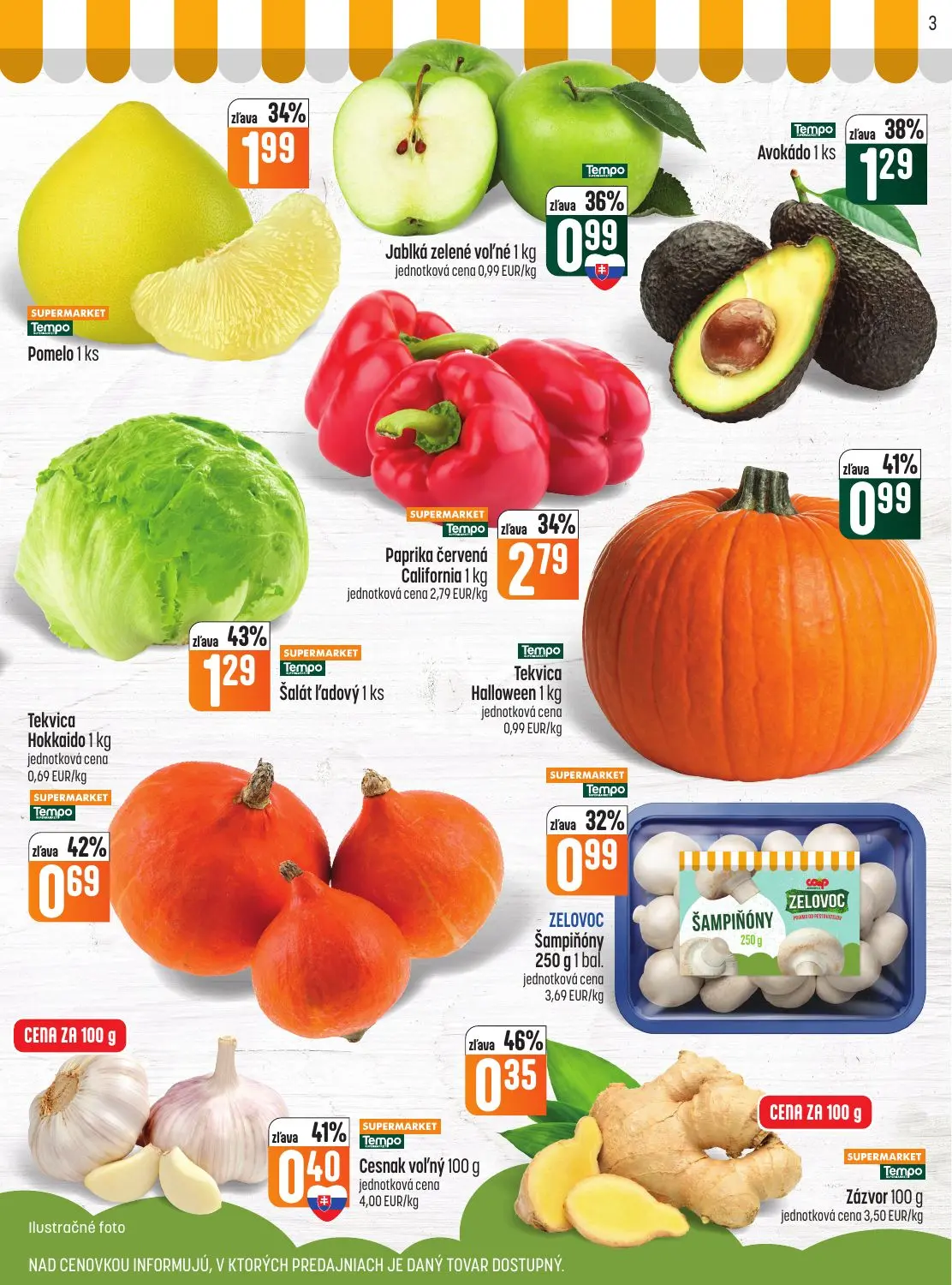 Coop Jednota leták, strana 3 z 28 — Paprika červená California, Pomelo, Šalát ľadový
