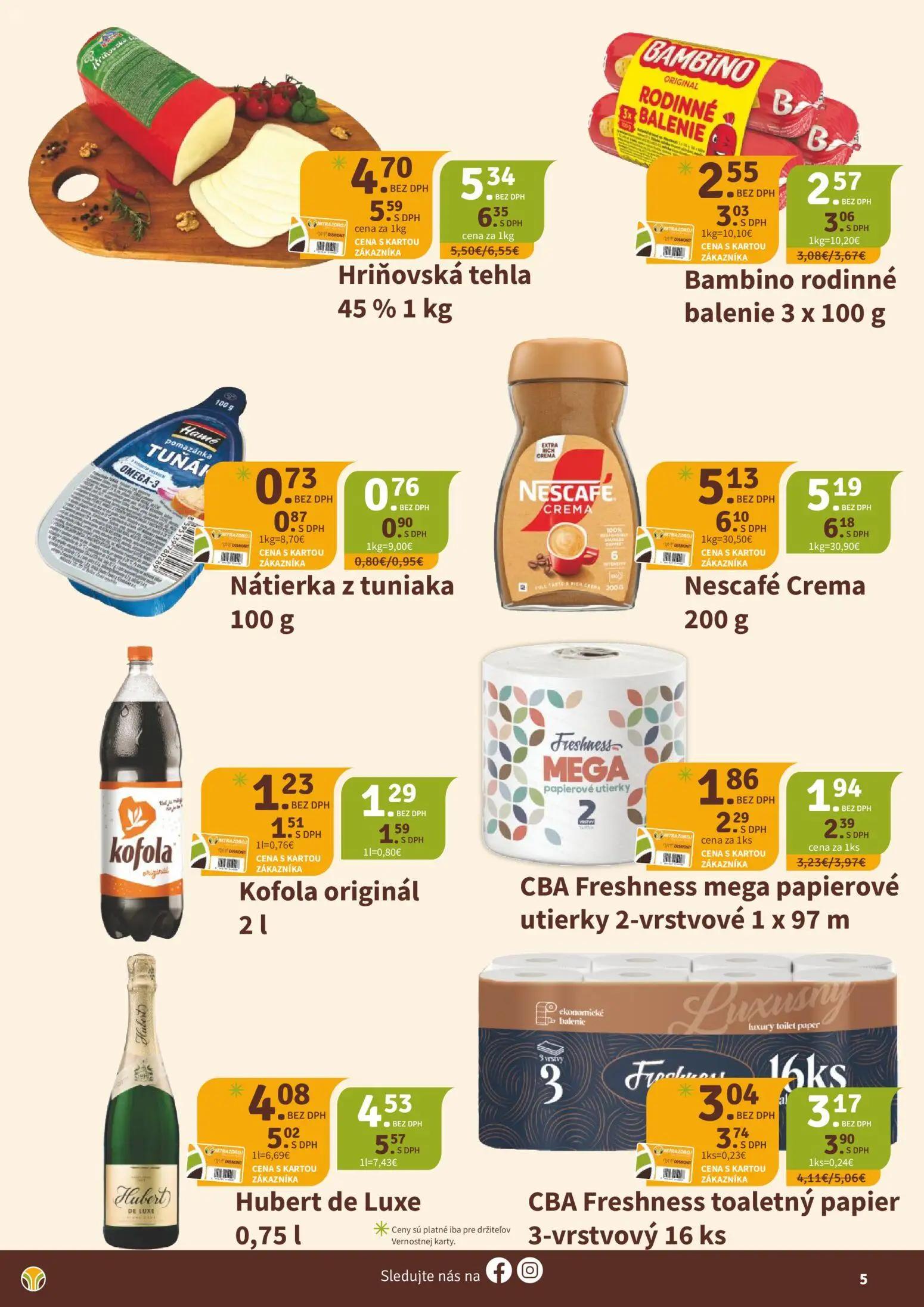Nitrazdroj leták, strana 5 z 8 — Hriňovská tehla, Hubert de Luxe, CBA Freshness toaletný papier 3-vrstvový