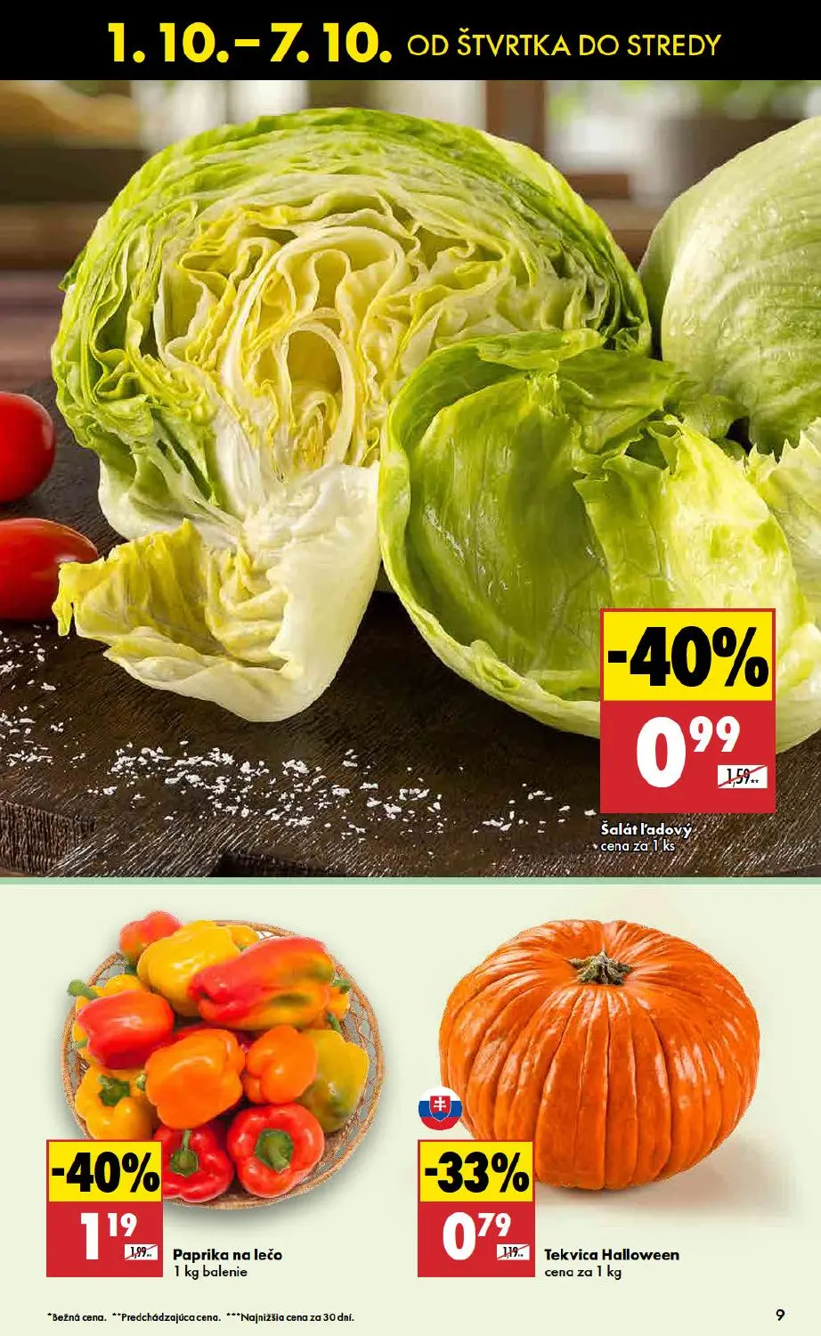 Biedronka leták, strana 9 z 48 — Paprika na lečo, Šalát l'adový, Tekvica Halloween