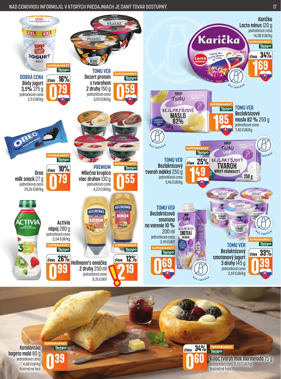 Coop Jednota leták, strana 17 z 28 — Karička Lacto minus, Bezlaktózový tvaroh mäkký, Activia nápoj