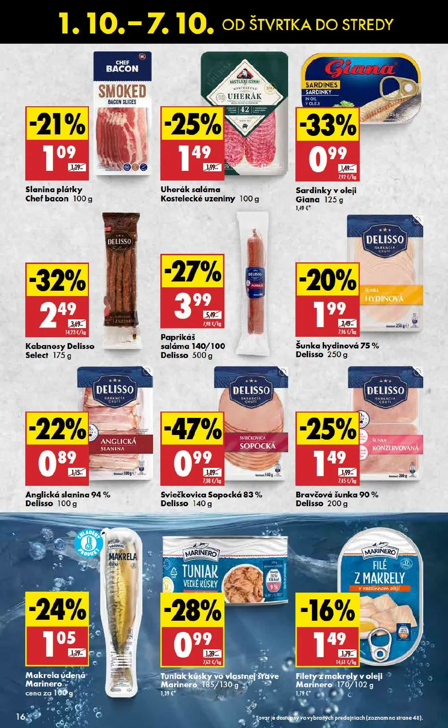 Biedronka leták, strana 16 z 48 — Paprikáš saláma, Kabanosy Delisso Select, Sviečkovica Sopocká 83% Delisso