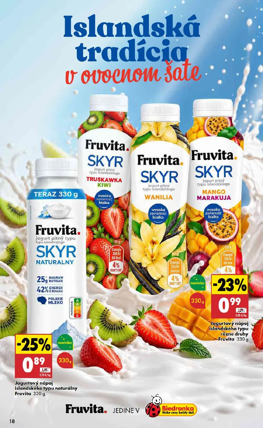 Biedronka leták, strana 18 z 48 — Fruvita SKYR NATURÁLNY, Fruvita SKYR MANGO MARAKUJA