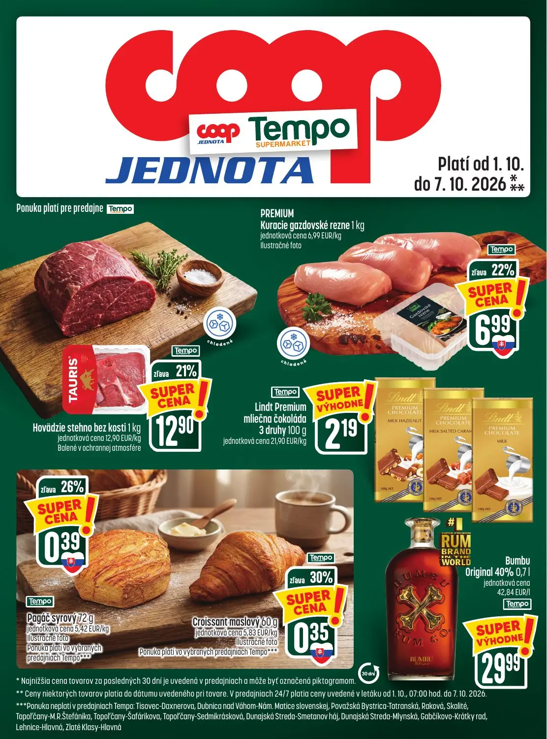 Coop Jednota leták, strana 25 z 28 — Hovädzie stehno bez kosti, Kuracie gazdovské rezne, Croissant maslový