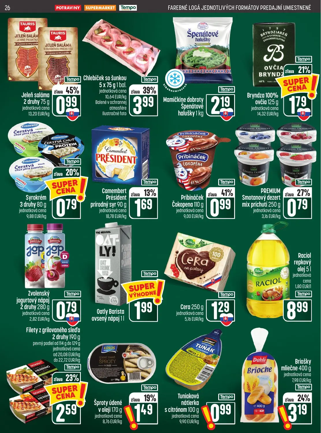Coop Jednota leták, strana 26 z 28 — Chlebíček so šunkou, Briošky mliečne, Jeleň saláma