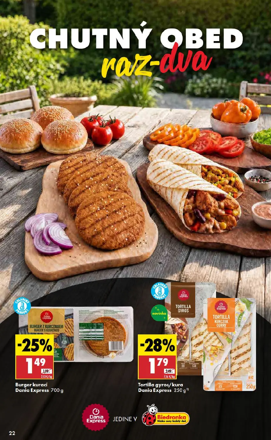 Biedronka leták, strana 22 z 48 — Tortilla gyros/kura, Burger kurací